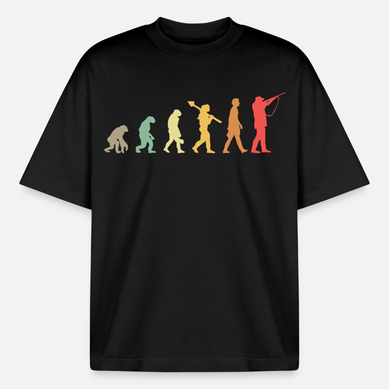 Évolution Chasse Chasseurs - T-shirt unisexe boxy épais biologique Stanley/Stella - noir