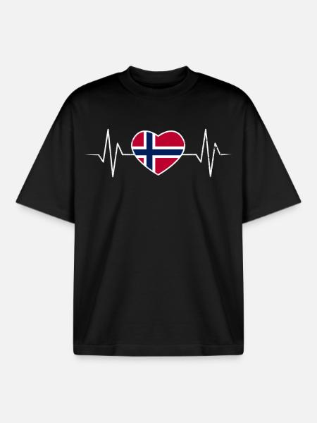 Norvège Heartbeat - T-shirt unisexe boxy épais biologique Stanley/Stella - noir