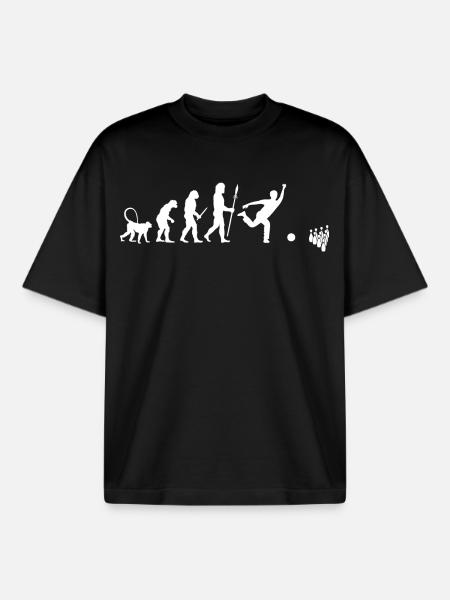 Evolution of Bowling - Boxy Heavyweight Unisex Organic T-Shirt von Stanley/Stella - Schwarz