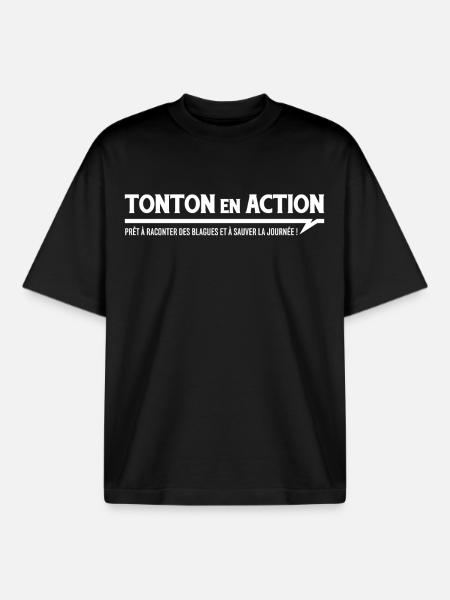 TONTON en ACTION - T-shirt unisexe boxy épais biologique Stanley/Stella - noir
