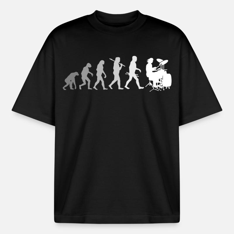 Evolution de la chemise Drums Drummer - T-shirt unisexe boxy épais biologique Stanley/Stella - noir