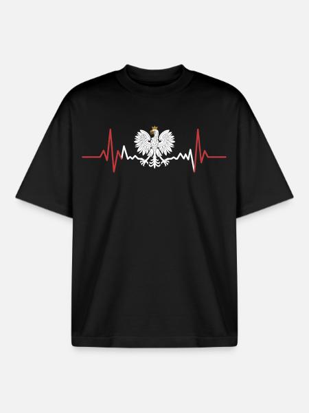 Crowned Eagle Heartbeat - Boxy Heavyweight Unisex Organic T-Shirt by Stanley/Stella - black