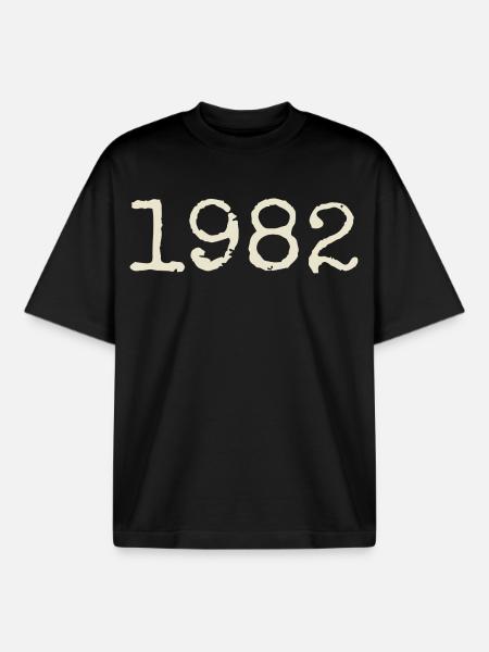 1982 Birthday Gift - Awesome since 1982 - Boxy Heavyweight Unisex Organic T-Shirt by Stanley/Stella - black