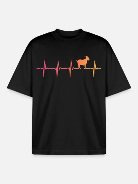 Goat Sunset Heartbeat Goats Goat - Boxy Heavyweight Unisex Organic T-Shirt by Stanley/Stella - black