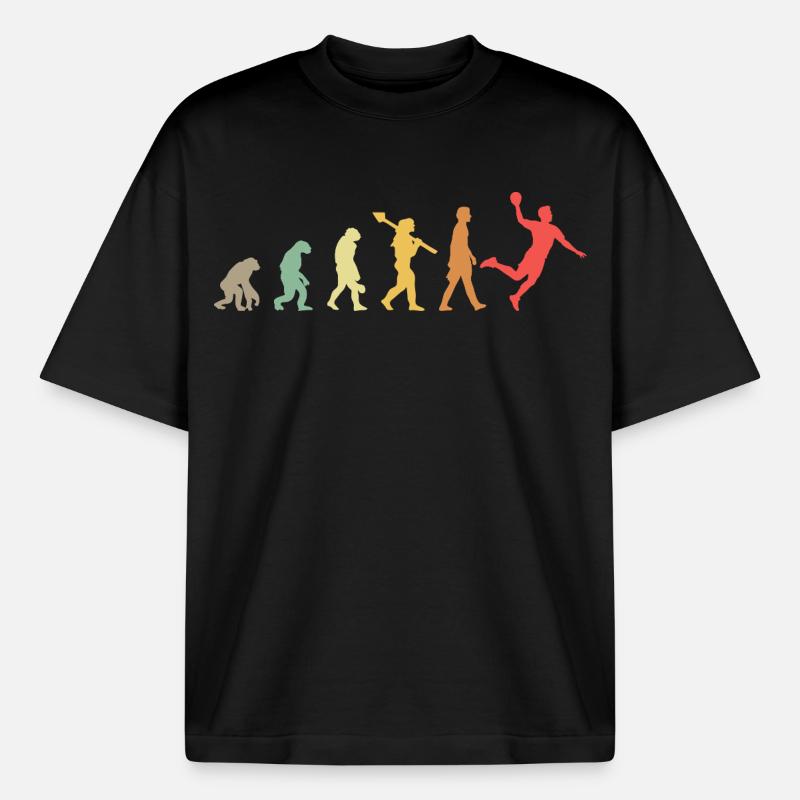 Handball Evolution Handball Development Retro - Heavyweight Boxy Unisex T-Shirt by Stanley/Stella - black