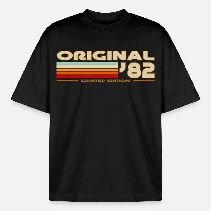 1982 - T-shirt unisexe épais coupe boxy Stanley/Stella - noir