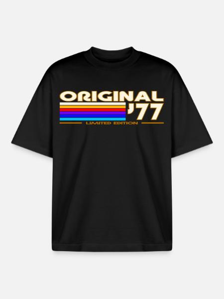 Original 77 Rainbow Retro - Boxy Heavyweight Unisex Organic T-Shirt by Stanley/Stella - black
