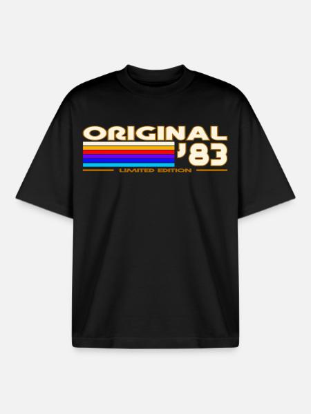 Original 83 Rainbow Retro Logo - Boxy Heavyweight Unisex Organic T-Shirt by Stanley/Stella - black