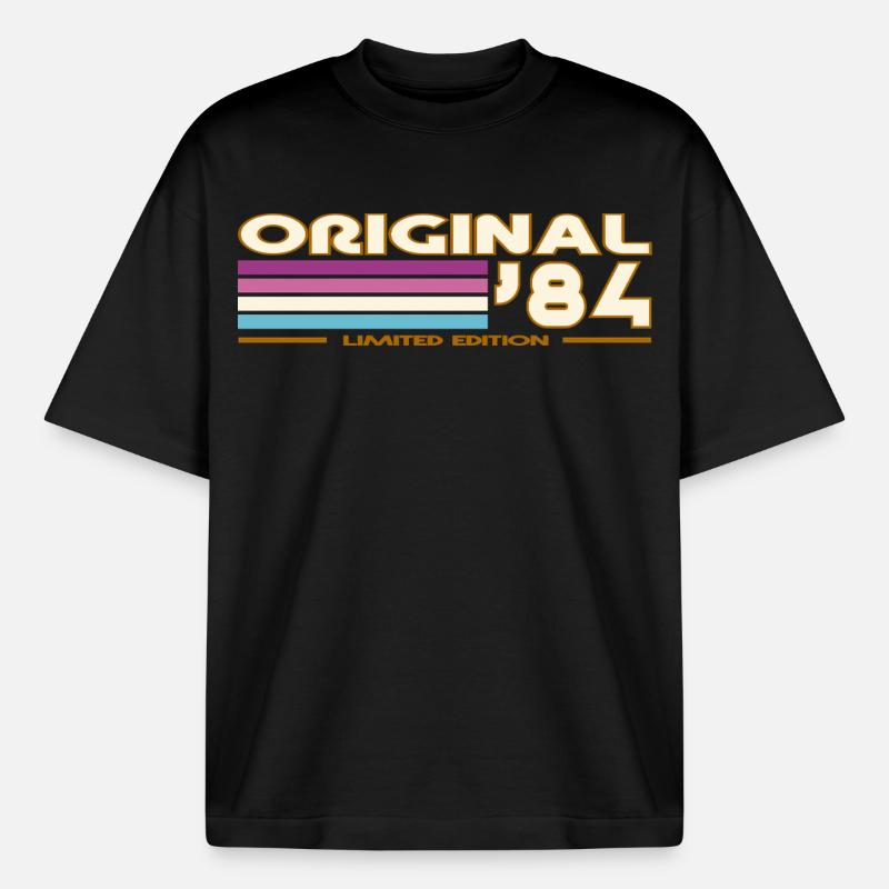 Originale 84 Pastellstreifen - Boxy Heavyweight Unisex Organic T-Shirt von Stanley/Stella - Schwarz