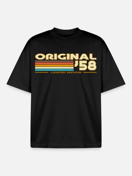 Original 58 Retro Rainbow - Boxy Heavyweight Unisex Organic T-Shirt by Stanley/Stella - black
