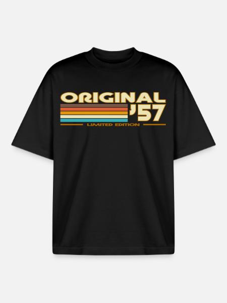 Retro Stripes 70s Original57 - Boxy Heavyweight Unisex Organic T-Shirt by Stanley/Stella - black