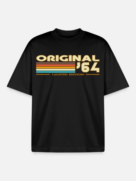Original 64 Retro Rainbow - Boxy Heavyweight Unisex Organic T-Shirt by Stanley/Stella - black