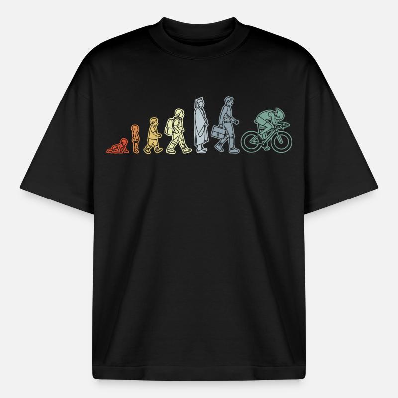 Radfahrer Evolution - Boxy Heavyweight Unisex Organic T-Shirt von Stanley/Stella - Schwarz
