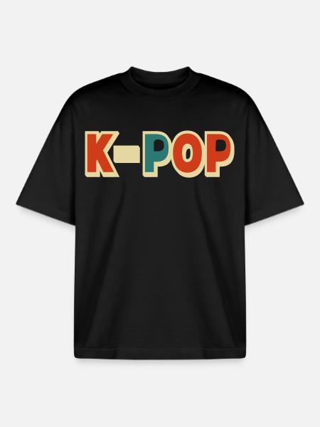 K-pop 5 couleurs customizables - T-shirt unisexe boxy épais biologique Stanley/Stella - noir