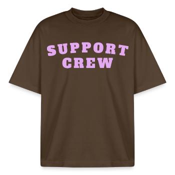 Support Crew - Boxy Heavyweight Unisex Organic T-Shirt von Stanley/Stella - Dunkelbraun - Vorne - AI Model Male 185 light (185cm) & AI Model Female 172 dark (172cm)
