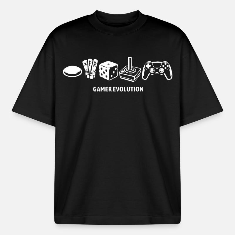 Controller Evolution | Gamers - Boxy Heavyweight Unisex Organic T-Shirt by Stanley/Stella - black