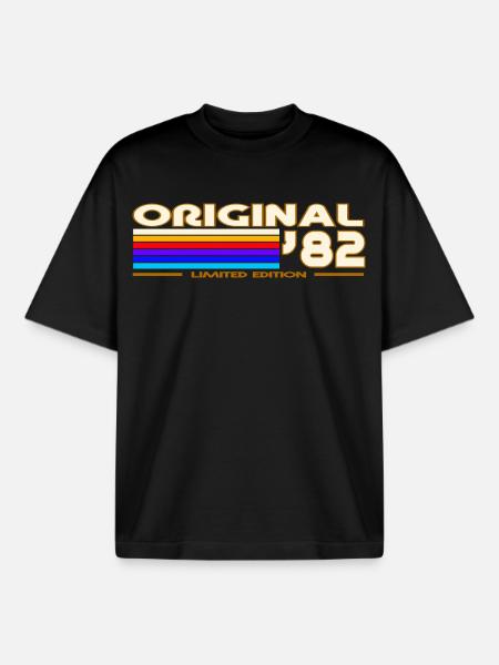 Original 82 Retro Rainbow - Boxy Heavyweight Unisex Organic T-Shirt by Stanley/Stella - black