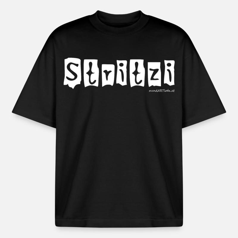 Stritzi - Strolch, cheeky, Austrian dialect - Boxy Heavyweight Unisex Organic T-Shirt by Stanley/Stella - black