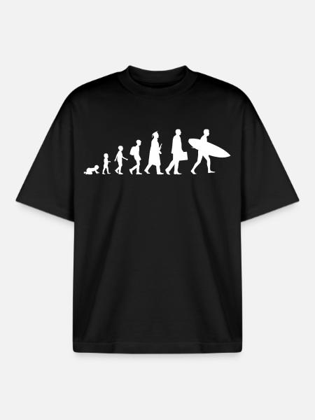 Évolution d’un surfeur - T-shirt unisexe boxy épais biologique Stanley/Stella - noir