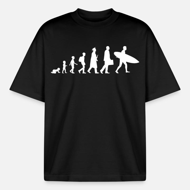 Évolution d’un surfeur - T-shirt unisexe épais coupe boxy Stanley/Stella - noir