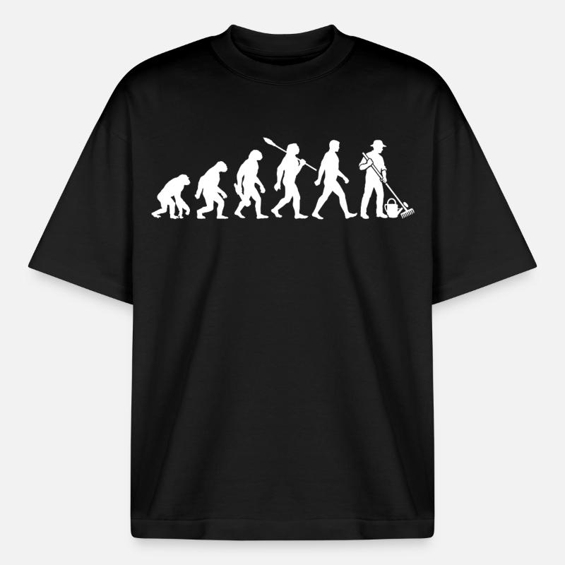 Evolution - Gärtner - Garten - Gartenarbeit - Boxy Heavyweight Unisex Organic T-Shirt von Stanley/Stella - Schwarz