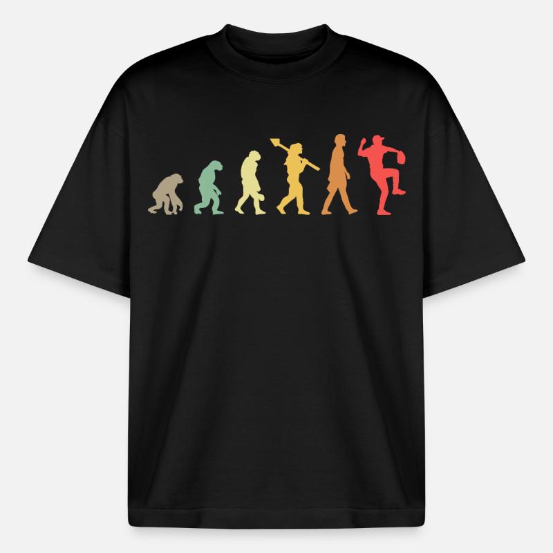 Baseball Evolution - Heavyweight Unisex Boxy T-Shirt von stanley/stella	 - Schwarz