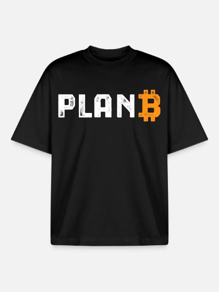 Bitcoin - Plan B - Cadeau crypto - T-shirt unisexe boxy épais biologique Stanley/Stella - noir