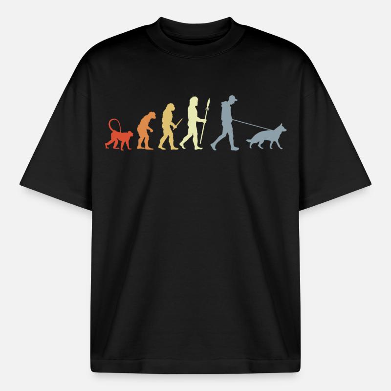 German Shepherd Owner Evolution - Boxy Heavyweight Unisex Organic T-Shirt by Stanley/Stella - black