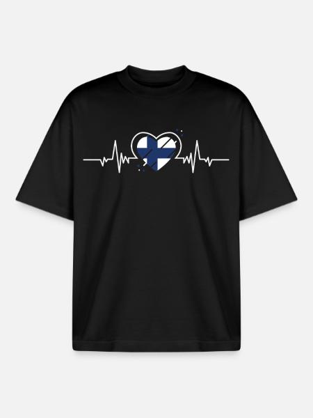 Finnland Herzfrequenz-Ticket Geschenk - Boxy Heavyweight Unisex Organic T-Shirt von Stanley/Stella - Schwarz