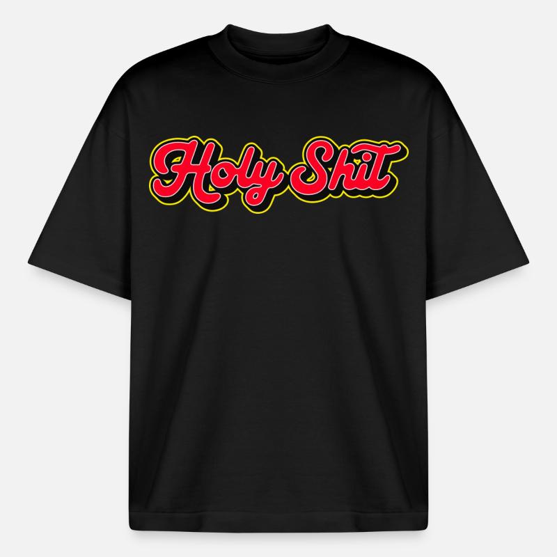 Holy Shit 3D Red Script - Boxy Heavyweight Unisex Organic T-Shirt by Stanley/Stella - black