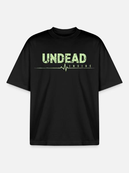 Undead Inside Zombie Saying - Boxy Heavyweight Unisex Organic T-Shirt by Stanley/Stella - black