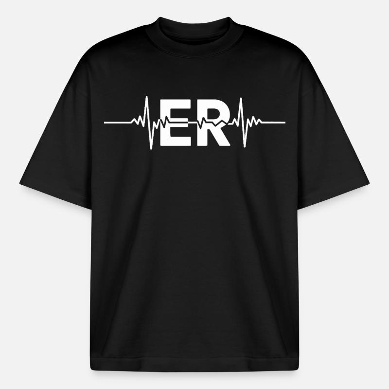 ER Herzschlag Logo - Boxy Heavyweight Unisex Organic T-Shirt von Stanley/Stella - Schwarz