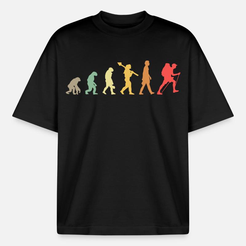 Evolution Hiking Wander - Boxy Heavyweight Unisex Organic T-Shirt by Stanley/Stella - black