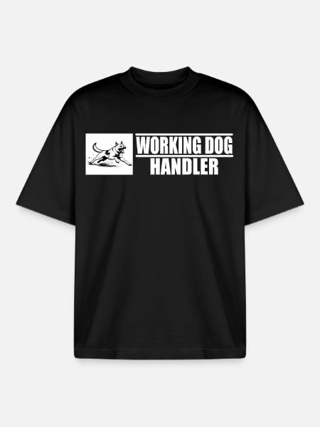 Working Dog Handler Motif - Boxy Heavyweight Unisex Organic T-Shirt by Stanley/Stella - black
