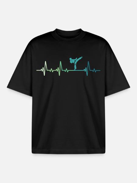 Karate Kara-Te Heartbeat Karate - Boxy Heavyweight Unisex Organic T-Shirt by Stanley/Stella - black