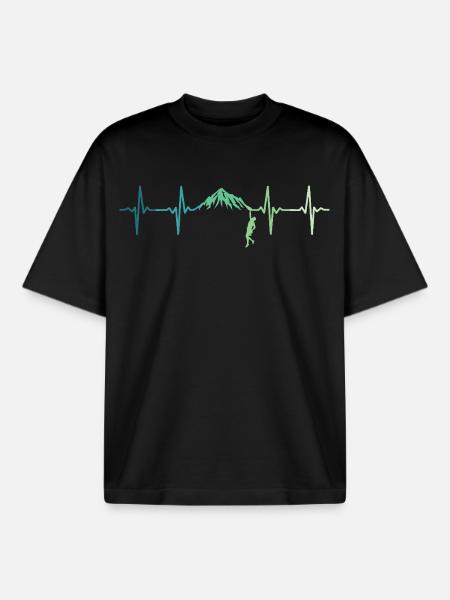 Climbing Heartbeat Climber - Boxy Heavyweight Unisex Organic T-Shirt by Stanley/Stella - black