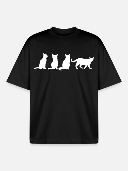 Funny Cats - Boxy Heavyweight Unisex Organic T-Shirt by Stanley/Stella - black