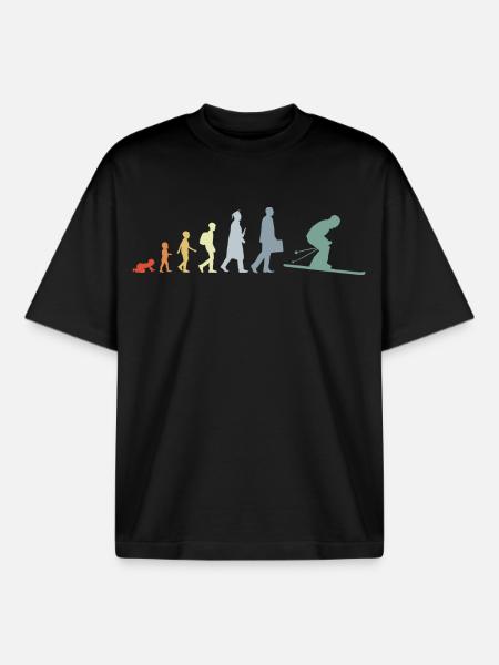 Évolution du ski - T-shirt unisexe boxy épais biologique Stanley/Stella - noir
