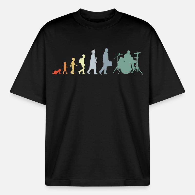 Évolution du batteur - T-shirt unisexe boxy épais biologique Stanley/Stella - noir
