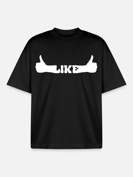 LIKE thumbs up hand - Boxy Heavyweight Unisex Organic T-Shirt by Stanley/Stella - black