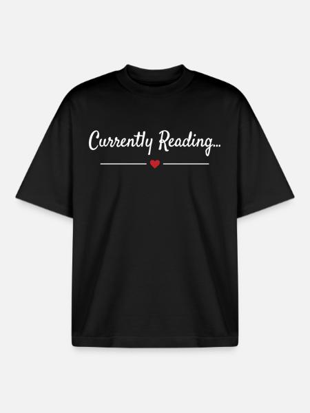 Currently Reading Bookworm Saying - Boxy Heavyweight Unisex Organic T-Shirt by Stanley/Stella - black