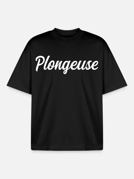 Plongeuse Sous-Marine Palmes Bouteille Océan - T-shirt unisexe boxy épais biologique Stanley/Stella - noir