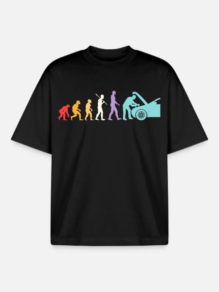 Evolution Mechanic Humor Mechanic Garage - Boxy Heavyweight Unisex Organic T-Shirt by Stanley/Stella - black