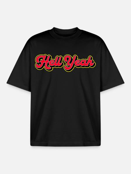 Hell yes 3D Retro Script - Boxy Heavyweight Unisex Organic T-Shirt von Stanley/Stella - Schwarz