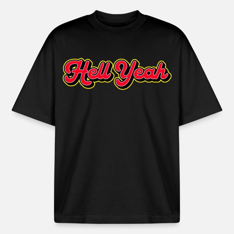 Hell Yeah 3D Retro Script - T-shirt unisexe boxy épais biologique Stanley/Stella - noir