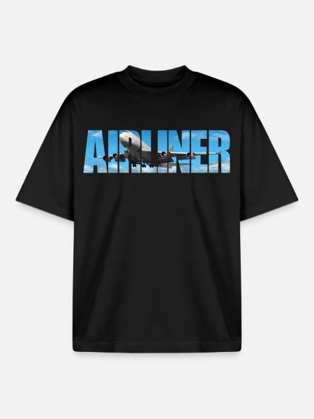 Avion Jumbo Jet - T-shirt unisexe boxy épais biologique Stanley/Stella - noir