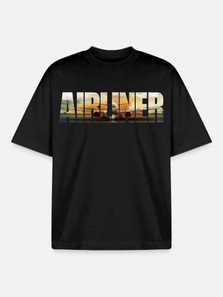 Airliner B 737 - Boxy Heavyweight Unisex Organic T-Shirt by Stanley/Stella - black