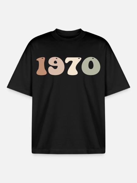 1970 - Boxy Heavyweight Unisex Organic T-Shirt by Stanley/Stella - black