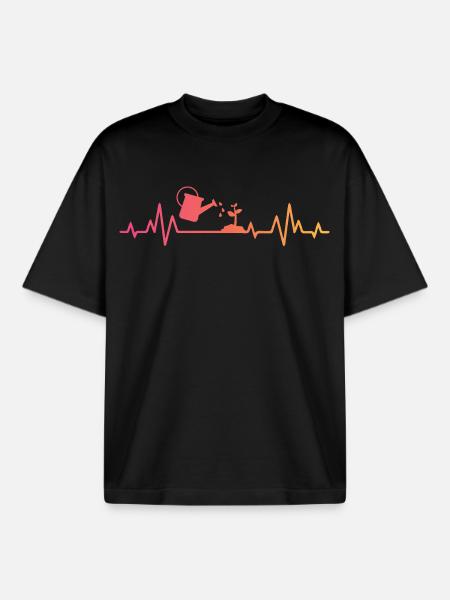 Sunset Heartbeat Gardener Planter - Boxy Heavyweight Unisex Organic T-Shirt by Stanley/Stella - black