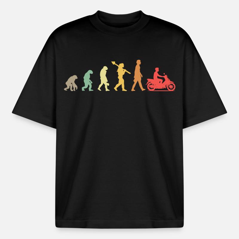  Evolution Moped Mofafahrer - Boxy Heavyweight Unisex Organic T-Shirt von Stanley/Stella - Schwarz